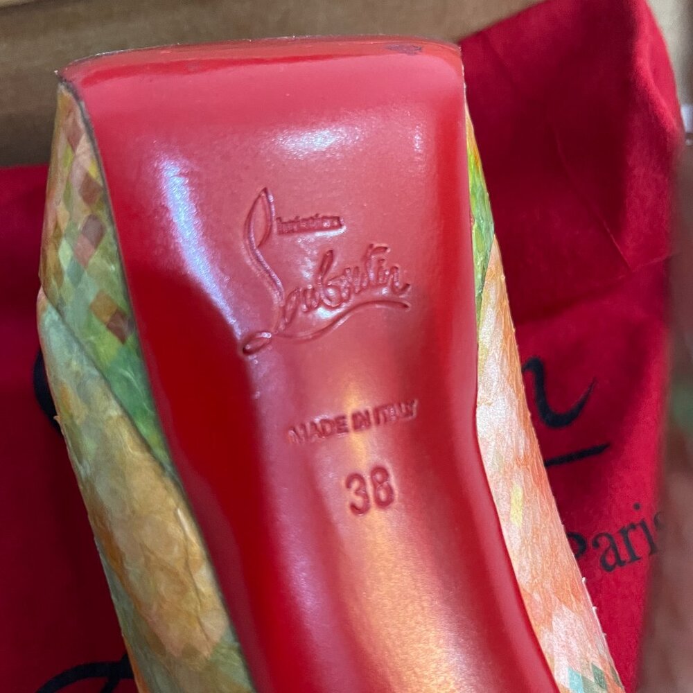 Auc Christian Louboutin Python Pixel Multicolor T… - image 5